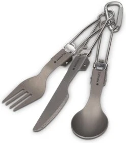 Navaris Campingbestek Van Titanium - Set Met Vork, Mes En Lepel - Inklapbaar - Bestekset Voor Onderweg - Inclusief Karabijnhaak En Bewaarzakje -Buiten Kamperen 1057x1200 2