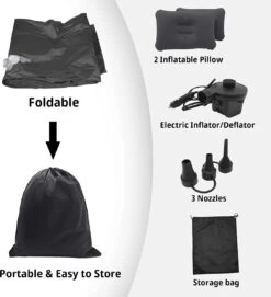 Opblaasbaar Matras Voor In De Auto, Opblaasbaar Bed, Opvouwbaar, Comfortabele Autostoel, Automatras Met Elektrische Luchtpomp En 3 Adapters, 2 Kussens En Draagtas, Voor Camping, Reizen (zwart) 13 Opblaasbaar Matras Voor In De Auto, Opblaasbaar Bed, Opvouwbaar, Comfortabele Autostoel, Automatras Met Elektrische Luchtpomp En 3 Adapters, 2 Kussens En Draagtas, Voor Camping, Reizen (zwart) -Buiten Kamperen 1093x1200