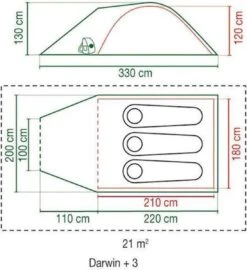 Coleman Darwin 3 Plus Koepeltent - 3-Persoons - Groen -Buiten Kamperen 1097x1200