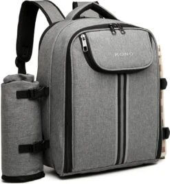 Kono Koeltas - Koelrugzak - Picknick - Picknicktas Met Flessenhouder - Koelrugtas Met Picknickkleed - Grijs (E6915 GY) -Buiten Kamperen 1108x1200 2