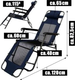 Ligstoel 155x60cm - Opvouwbaar Campingstoel Ligbed Strandstoel Tuinstoel Vouwligstoel Blauw -Buiten Kamperen 1134x1200 1