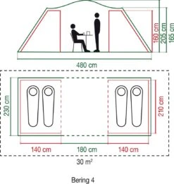 Coleman Bering 4 Vis-a-Vis Tent - Familietent - 4-Persoons - Groen 14 Coleman Bering 4 Vis-a-Vis Tent - Familietent - 4-Persoons - Groen -Buiten Kamperen 1136x1200