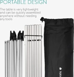 Navaris Campingtafel - Inklapbaar Campingtafeltje Van Aluminium - Opvouwbare Tafel Inclusief Draagtas - Picknicktafel - Zilver 15 Navaris Campingtafel - Inklapbaar Campingtafeltje Van Aluminium - Opvouwbare Tafel Inclusief Draagtas - Picknicktafel - Zilver -Buiten Kamperen 1154x1200