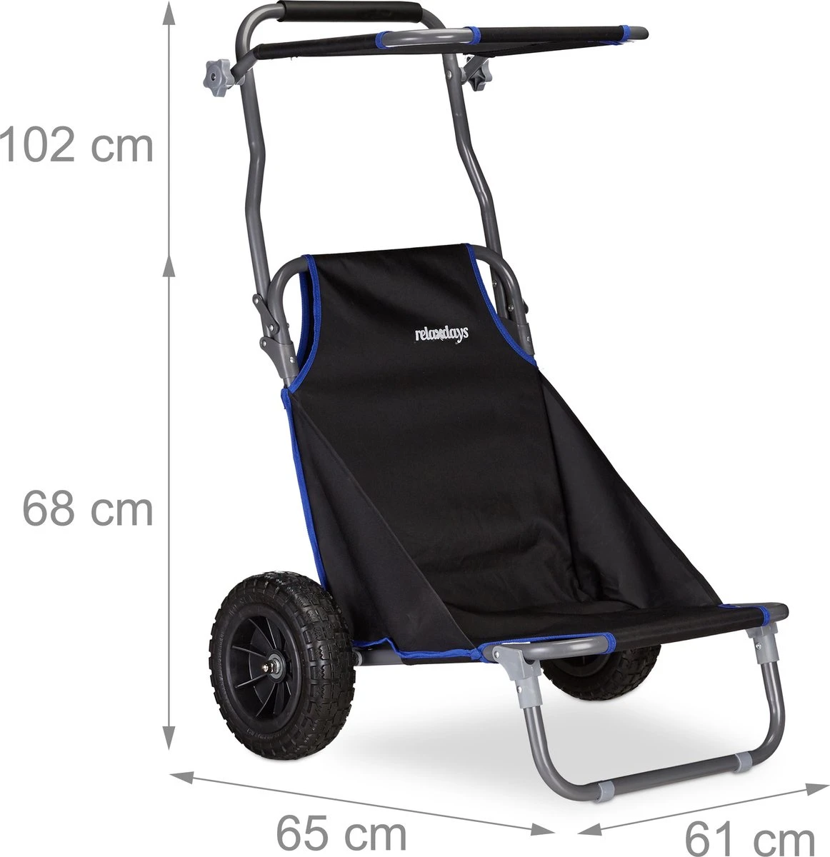 Relaxdays Strandkar Opvouwbaar - Strandstoel Met Zonnedak - Strand Stoel Op Wielen 4 Relaxdays Strandkar Opvouwbaar - Strandstoel Met Zonnedak - Strand Stoel Op Wielen - Afbeelding 4