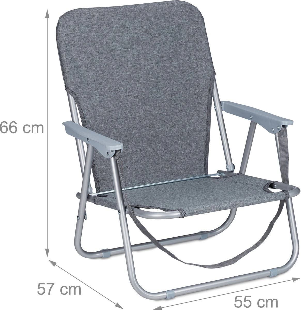Relaxdays Strandstoel Opvouwbaar - Set Van 2 - Lage Campingstoel - Kampeerstoel Leuning - Grijs 2 Relaxdays Strandstoel Opvouwbaar - Set Van 2 - Lage Campingstoel - Kampeerstoel Leuning - Grijs - Afbeelding 2