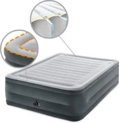 Intex Luchtbed - 2-Persoons - 152 X 203 X 33 Cm - Grijs - Met Ingebouwde Pomp, Hoeslaken Antraciet En Reparatieset -Buiten Kamperen 1166x1200 3