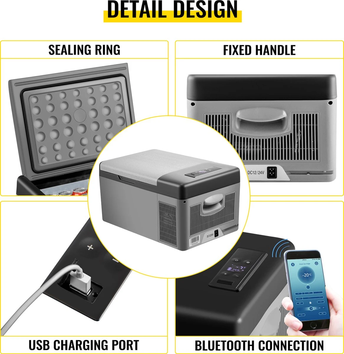 VEVOR - Coolbox - Koelbox 15L - Elektrische Coolbox - Draagbare Mini Koelkast - Draagbare Auto Vriezer 12/24Volt 3 VEVOR - Coolbox - Koelbox 15L - Elektrische Coolbox - Draagbare Mini Koelkast - Draagbare Auto Vriezer 12/24Volt - Afbeelding 3
