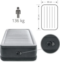 Intex Luchtbed - 1-Persoons - 99 X 191 X 46 Cm - Grijs - Met Ingebouwde Pomp, Hoeslaken Wit En Reparatieset 17 Intex Luchtbed - 1-Persoons - 99 X 191 X 46 Cm - Grijs - Met Ingebouwde Pomp, Hoeslaken Wit En Reparatieset -Buiten Kamperen 1177x1200 4