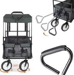 Monzana Bolderkar Opvouwbaar - 100 Liter - Met Afneembaar Dak Grijs -Buiten Kamperen 1180x1200 9