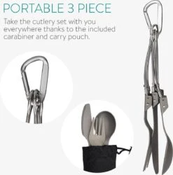 Navaris Campingbestek Van Titanium - Set Met Vork, Mes En Lepel - Inklapbaar - Bestekset Voor Onderweg - Inclusief Karabijnhaak En Bewaarzakje -Buiten Kamperen 1184x1200 11