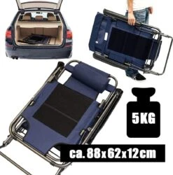 Ligstoel 155x60cm - Opvouwbaar Campingstoel Ligbed Strandstoel Tuinstoel Vouwligstoel Blauw -Buiten Kamperen 1184x1200 3