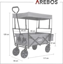 AREBOS Handwagen Vouwbare Dak Handwagen Vouwbare Trolley Uitrustingswagen Grijs 16 AREBOS Handwagen Vouwbare Dak Handwagen Vouwbare Trolley Uitrustingswagen Grijs -Buiten Kamperen 1187x1200 6