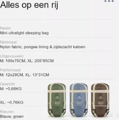 Naturehike® Slaapzak - Lichtgewicht - 190*75cm - Compact - Waterdicht - 3 Seizoenen Slaapzak Lente, Zomer & Herfst - Outdoor - Slaapzakken Volwassen & Kinderen -Buiten Kamperen 1190x1200 7