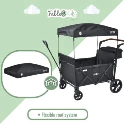 FableKids LEO X4Lite Opvouwbare Handkar Met Dak Onyx Zwart -Buiten Kamperen 1194x1200 7