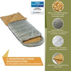 Skandika Dundee Flannel-R Slaapzak – Slaapzakken – Slaapzakken Volwassen - Maat M – Unisex - Katoen, Luxe Kwaliteit, Dubbele Slaapzak, 3 Seizoenen, Tot -20°C - 220 X 80 Cm - Outdoor Kampeerslaapzak – Ritssluiting Rechts - Grijs/geel 8 Skandika Dundee Flannel-R Slaapzak – Slaapzakken – Slaapzakken Volwassen - Maat M – Unisex - Katoen, Luxe Kwaliteit, Dubbele Slaapzak, 3 Seizoenen, Tot -20°C - 220 X 80 Cm - Outdoor Kampeerslaapzak – Ritssluiting Rechts - Grijs/geel -Buiten Kamperen 1195x1200 6