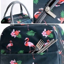 Koeltas - Lunchtas - Volwassenen En Kinderen - Compact & Handig: Zomer - Picknick -School - Lunch - Werk - Zwart Flamingo -Buiten Kamperen 1195x1200 9