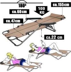 Ligstoel Opvouwbaar 155x60cm - Lichte Ligbed Relaxstoel Tuinstoel Campingstoel Strandstoel -Buiten Kamperen 1196x1200 18