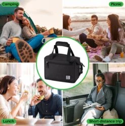 Brisby 4 Laags Geïsoleerde Koeltas - Lunchtas 12 Liter - Extra Ruimte Uitvouwbaar- Zwart -Buiten Kamperen 1197x1200 38