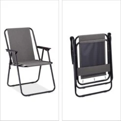 Relaxdays Campingstoel Inklapbaar Set Van 2 - Klapstoel 100 Kg - Visstoel Met Armleuningen - Grijs -Buiten Kamperen 1198x1200 12