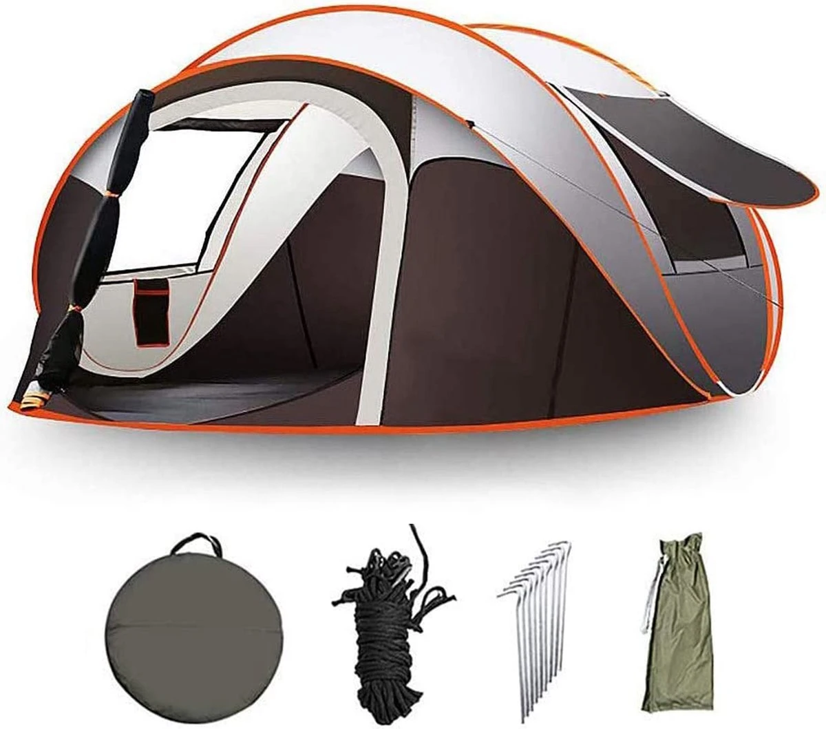 Fly Lab Luxe Pop Up Tent - Kampeer Tent - Grijs/Oranje - 4 Persoons 9 Fly Lab Luxe Pop Up Tent - Kampeer Tent - Grijs/Oranje - 4 Persoons - Afbeelding 9