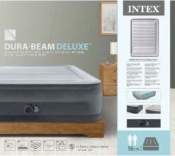 Intex Luchtbed - 2-Persoons - 152 X 203 X 33 Cm - Grijs - Met Ingebouwde Pomp, Hoeslaken Wit En Reparatieset -Buiten Kamperen 1200x1074 2