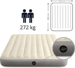 Intex Luchtbedset Intex Luchtbed - 2-Persoons - 152 X 203 X 25 Cm - Beige + Intex Elektrische Pomp - 650 Liter/min + Hoeslaken Wit + Reparatieset -Buiten Kamperen 1200x1090 6