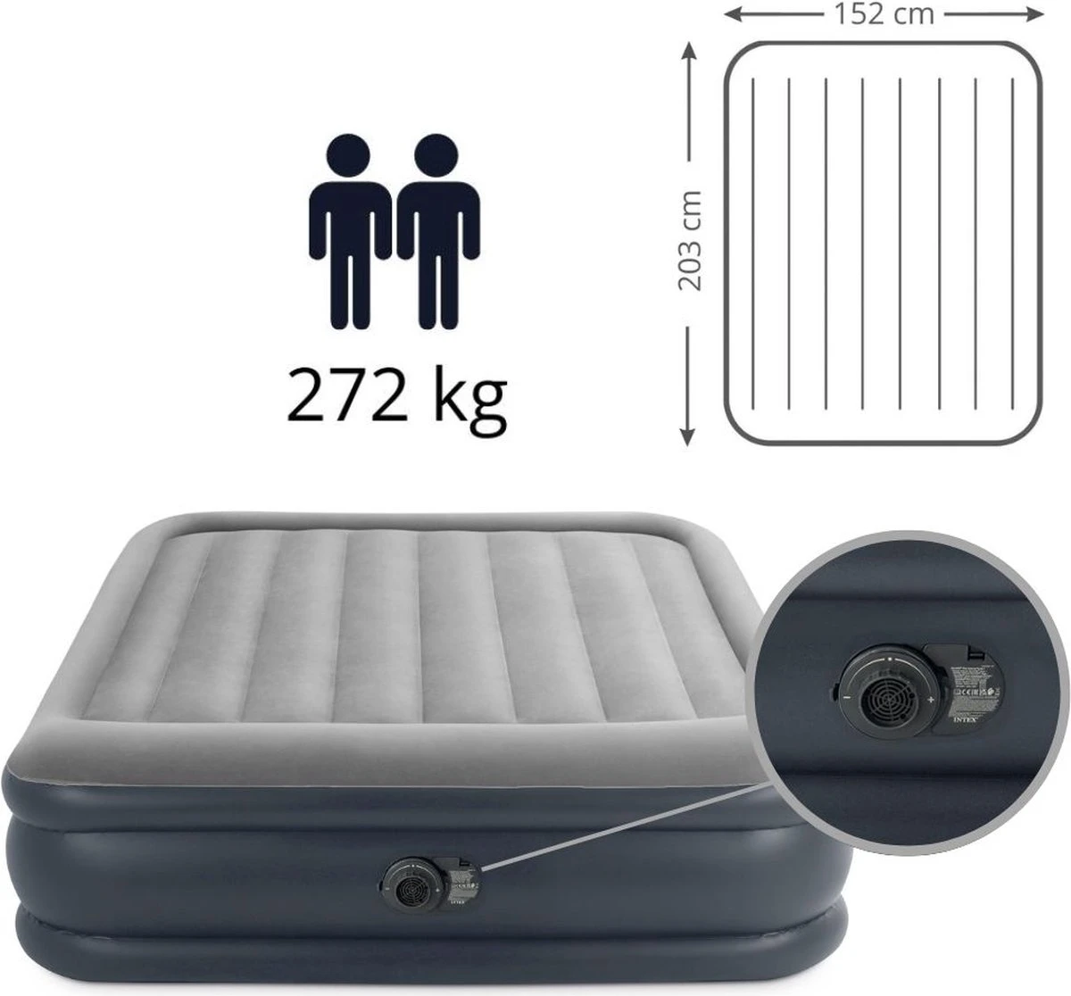 Intex Deluxe Pillow Rest Raised Luchtbed - 2-persoons - 203x152x42 Cm 12 Intex Deluxe Pillow Rest Raised Luchtbed - 2-persoons - 203x152x42 Cm - Afbeelding 12