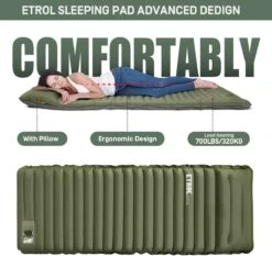 ETROL Camping Slaapmat-2-in-1 Zelfopblazende Kampeermat Met Kussen (78"x 28"), Lichtgewicht, Dik 4"compact Kussen, Geschikt Voor Zelfrijdende Reizen, Lekvrije, Waterdichte Tent -Buiten Kamperen 1200x1132 3