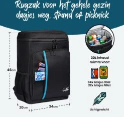 Sunflake Koelrugzak Groot - Lunchtas - Koeltas Backpack Voor Dames & Heren - Zwart -Buiten Kamperen 1200x1132 6