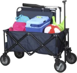 Campart Bolderkar HC-0910 - Opvouwbaar - Bolderwagen Met Stevig Harmonicaframe - Inclusief Opbergtas En Bodemplaat - Blauw