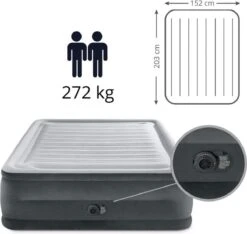 Intex Luchtbed - 2-Persoons - 152 X 203 X 33 Cm - Grijs - Met Ingebouwde Pomp, Hoeslaken Wit En Reparatieset -Buiten Kamperen 1200x1138 1
