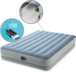 Intex Mid-Rise Comfort - Luchtbed - 2-Persoons - 152x203x36 Cm (BxLxH) - Blauw/Grijs - Met FastFill USB Pomp -Buiten Kamperen 1200x1139 2