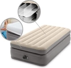 Intex Prime Comfort - Luchtbed - 1-Persoons - 99x191x51 Cm (BxLxH) - Grijs - Met Ingebouwde Motorpomp -Buiten Kamperen 1200x1144 1