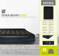 Intex Luchtbed - 2-Persoons - 152 X 203 X 42 Cm - Blauw - Met Pomp + Hoeslaken Wit + Reparatieset -Buiten Kamperen 1200x1150 1