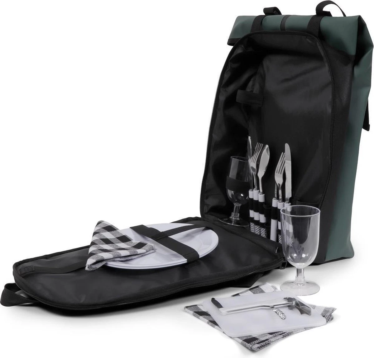 Norländer Picknick Rugtas - Koeltas - Inclusief Bestek - Groen 1 Norländer Picknick Rugtas - Koeltas - Inclusief Bestek - Groen