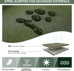 ETROL Camping Slaapmat-2-in-1 Zelfopblazende Kampeermat Met Kussen (78"x 28"), Lichtgewicht, Dik 4"compact Kussen, Geschikt Voor Zelfrijdende Reizen, Lekvrije, Waterdichte Tent -Buiten Kamperen 1200x1153 1