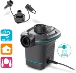 Intex Luchtbedset Intex Luchtbed - 1-Persoons - 76 X 191 X 25 Cm - Blauw + Intex Elektrische Pomp - 650 Liter/min + Hoeslaken Antraciet + Reparatieset -Buiten Kamperen 1200x1155 6