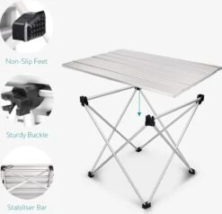 Navaris Campingtafel - Inklapbaar Campingtafeltje Van Aluminium - Opvouwbare Tafel Inclusief Draagtas - Picknicktafel - Zilver 12 Navaris Campingtafel - Inklapbaar Campingtafeltje Van Aluminium - Opvouwbare Tafel Inclusief Draagtas - Picknicktafel - Zilver -Buiten Kamperen 1200x1156 2