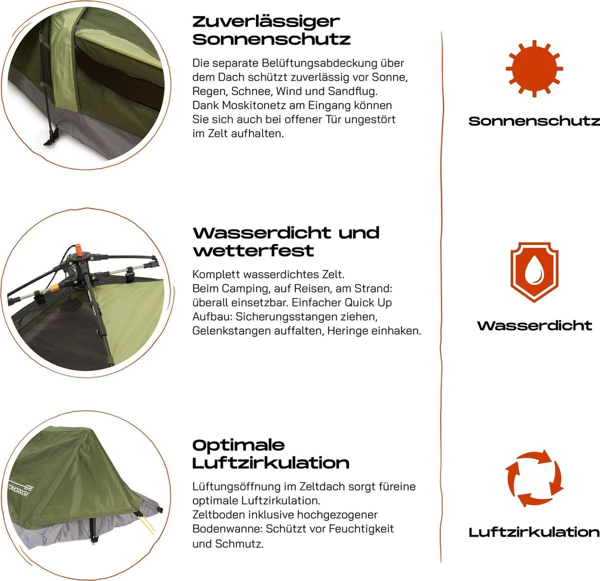 Where Tomorrow Solo Tent 220X80X50 Cm - Groen - 1 Persoons 6 Where Tomorrow Solo Tent 220X80X50 Cm - Groen - 1 Persoons - Afbeelding 6