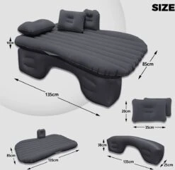 Flightmode - Opblaasbaar Matras Voor Auto, Opblaasbaar Bed, Autostoel, Comfortabel, Met Elektrische Luchtpomp En 3 Adapters, 2 Kussens En Transporttas, Voor Camping, Reizen, Strand -Buiten Kamperen 1200x1166 4
