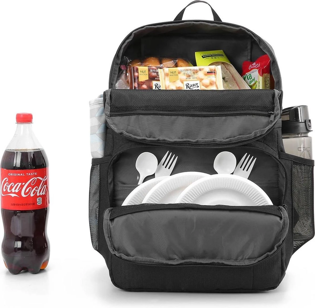 Koeltas Rugzak (28L) - Geschikt Voor 16 Blikjes - Lunchtas Voor Dames En Heren - Zwart 2 Koeltas Rugzak (28L) - Geschikt Voor 16 Blikjes - Lunchtas Voor Dames En Heren - Zwart - Afbeelding 2