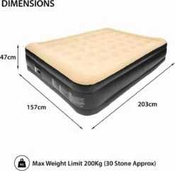 Merkloos Avenli 88030 Hoog Verhoogd Gevlokt Luchtbed | Queensize | Ingebouwde Pompen | Snelle En Gemakkelijke Inflatie -Buiten Kamperen 1200x1173