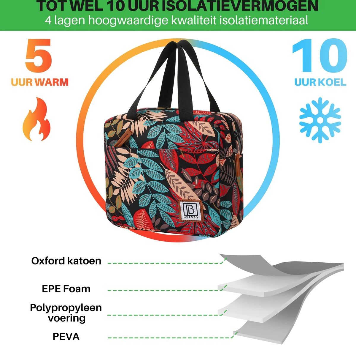 Brisby 4 Laags Geïsoleerde Koeltas - Lunchtas 4 Liter - Jungle 7 Brisby 4 Laags Geïsoleerde Koeltas - Lunchtas 4 Liter - Jungle - Afbeelding 7