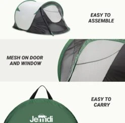 JEMIDI Tweepersoons Pop-up Tent - Opgooitent, Werptent Voor 2 Personen - Ideaal Als Festivaltent Of Kampeertent - Verschillende Kleuren -Buiten Kamperen 1200x1178