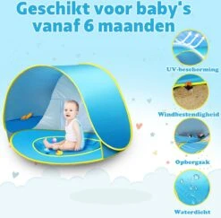 Seidon Strandtent Baby - Pop Up Tent - UV Bescherming - Baby En Kind - Waterdicht - Zwembadje - UV Bescherming -Buiten Kamperen 1200x1180 8