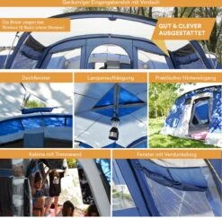 Skandika Nimbus Sleeper 12 Tent – Koepeltenten – 12 Persoons Familietent - Campingtent – Muggengaas – Sleeper Technology (3 Extra Donkere Slaapcabines) – 760 X 630 X 215 Cm (LxBxH) – 5000 Mm Waterkolom – Camping, Tuin – Kamperen – Blauw/wit 13 Skandika Nimbus Sleeper 12 Tent – Koepeltenten – 12 Persoons Familietent - Campingtent – Muggengaas – Sleeper Technology (3 Extra Donkere Slaapcabines) – 760 X 630 X 215 Cm (LxBxH) – 5000 Mm Waterkolom – Camping, Tuin – Kamperen – Blauw/wit -Buiten Kamperen 1200x1182 2