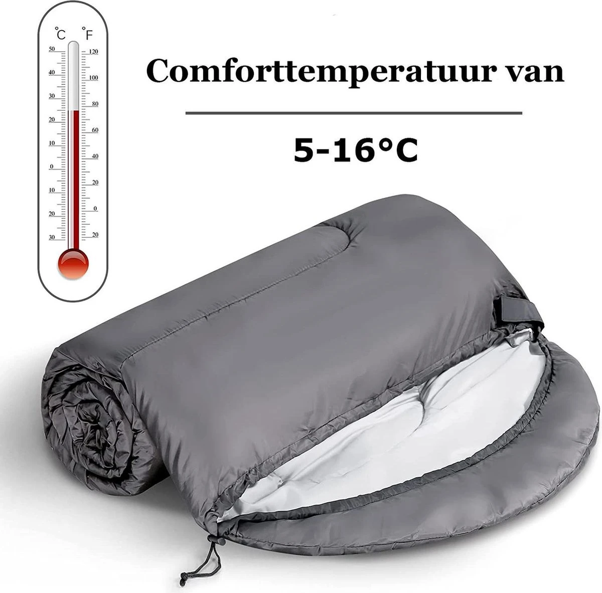 Meisterhome® Mummy Slaapzak - Kamperen - Antraciet - Ca. 220 X 75 Cm - Incl. Draagtas 2 Meisterhome® Mummy Slaapzak - Kamperen - Antraciet - Ca. 220 X 75 Cm - Incl. Draagtas - Afbeelding 2