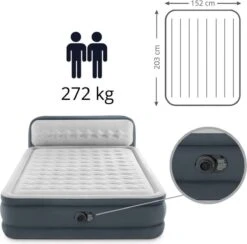 Intex 64448 - Queen Deluxe Ultra-Plush Zelfopblazend 2-persoons Luchtbed Met Hoofdboord (203x152x46cm) -Buiten Kamperen 1200x1183 1