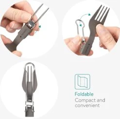 Navaris Campingbestek Van Titanium - Set Met Vork, Mes En Lepel - Inklapbaar - Bestekset Voor Onderweg - Inclusief Karabijnhaak En Bewaarzakje -Buiten Kamperen 1200x1188 7