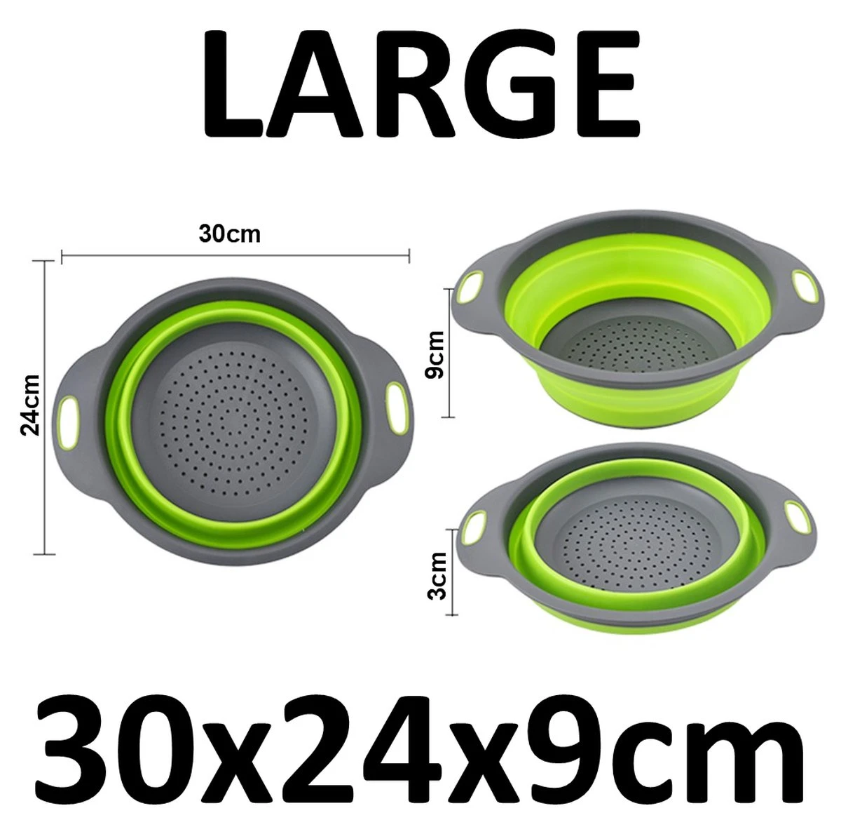 Merkloos Inklapbare Vergiet - Opvouwbaar - Groot - Blauw - Siliconen 7 Merkloos Inklapbare Vergiet - Opvouwbaar - Groot - Blauw - Siliconen - Afbeelding 7